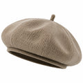 Boina de talla única en tejido acanalado beige - estilo clásico para adulto