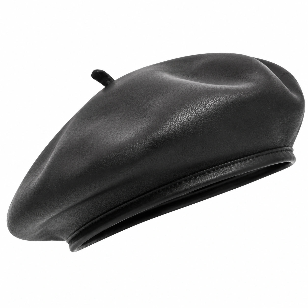 Boina talla única de polipiel negra estilo clásico para adulto