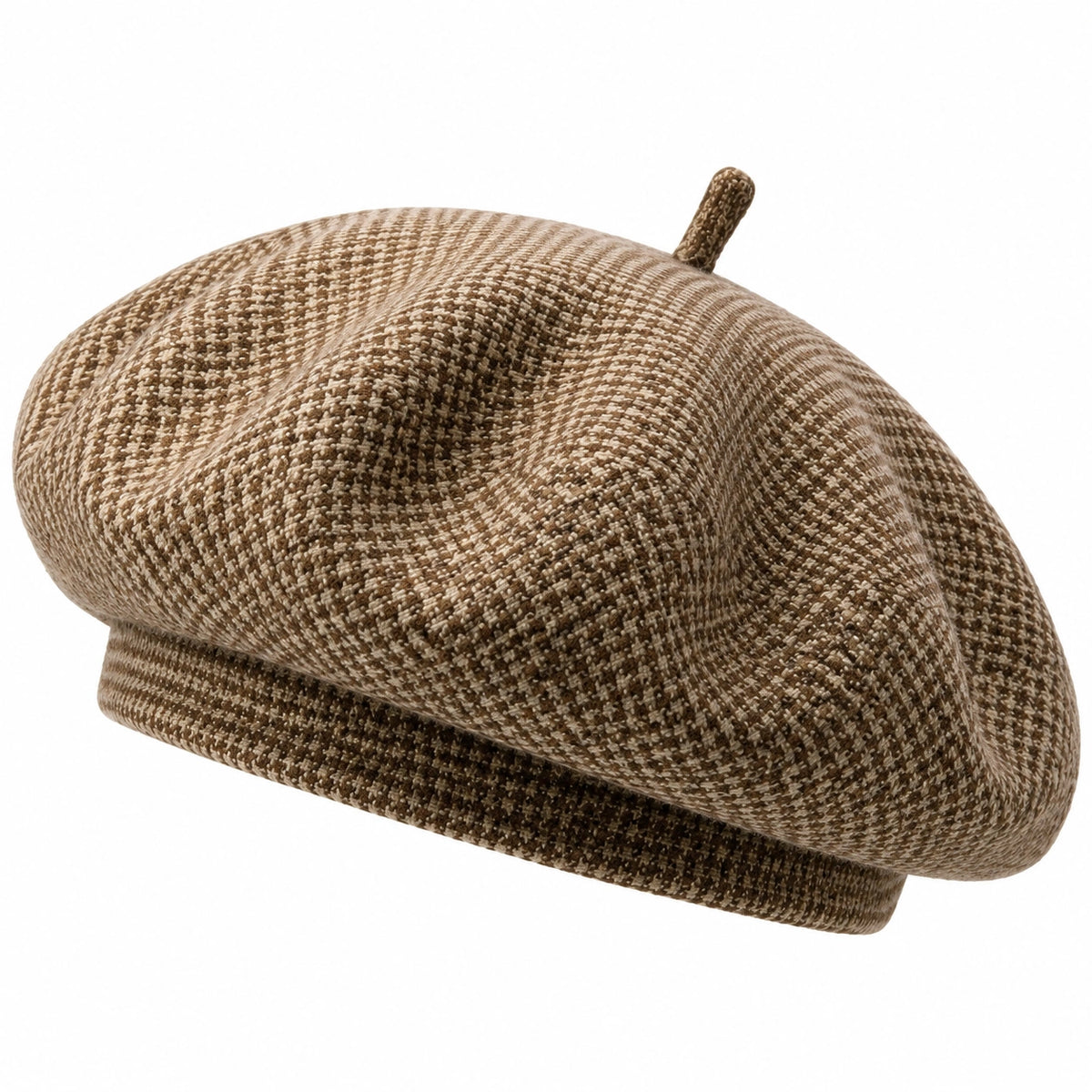 Boina de talla única en tejido marrón y beige - estilo clásico para uso diario