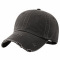 Gorra de béisbol talla única de tejido negro lavado con visera desgastada ajustable