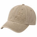 Gorra de béisbol talla única de tejido beige con bordado floral y visera curva para uso diario