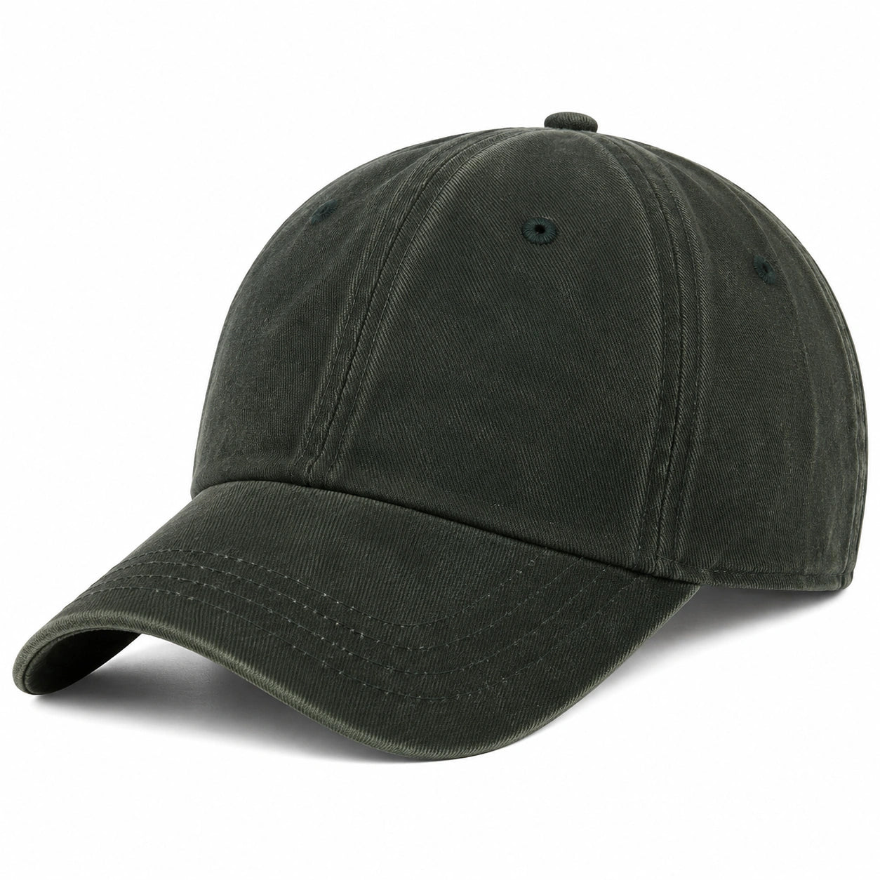 Gorra de béisbol talla única de tejido verde oscuro con visera curva