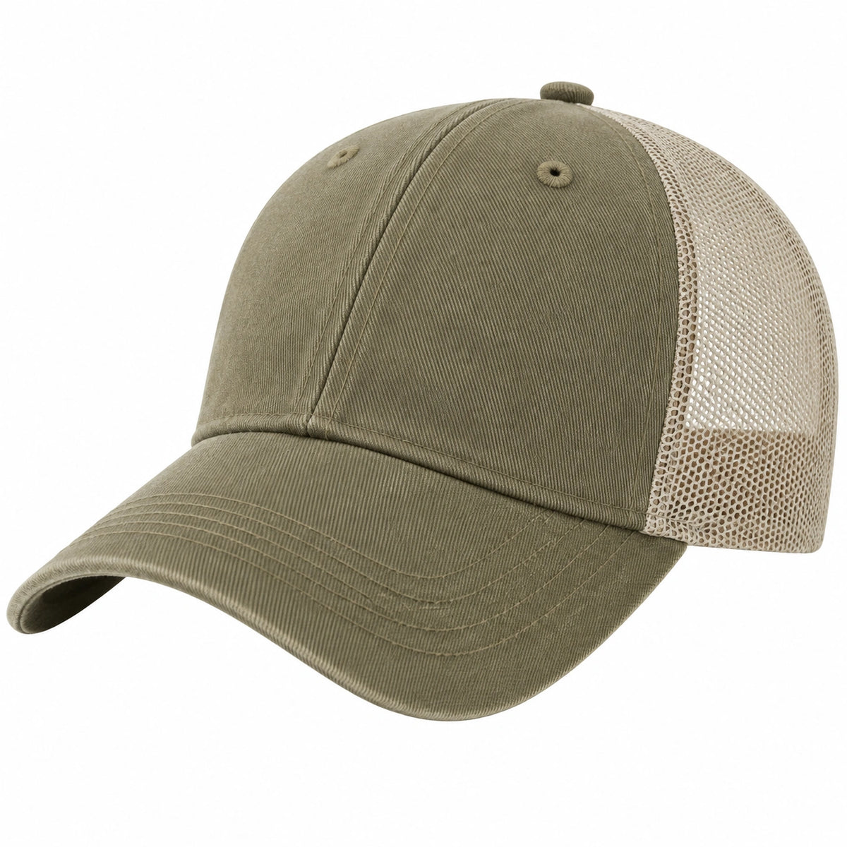 Gorra de béisbol talla única de tejido verde oliva con malla transpirable