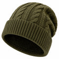 Gorro de punto talla única verde oliva con trenzas estilo casual