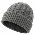 Gorro de punto talla única gris con forro afelpado para invierno