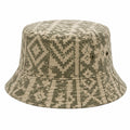 Sombrero de pescador talla única de tejido textil verde y beige con estampado geométrico