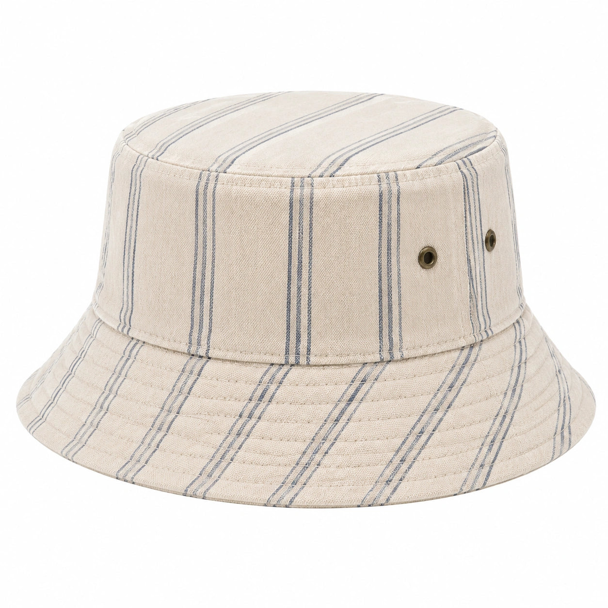 Sombrero pescador talla única de tejido beige y azul con rayas