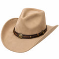 Sombrero cowboy talla única beige de tejido efecto ante con banda decorativa estilo western
