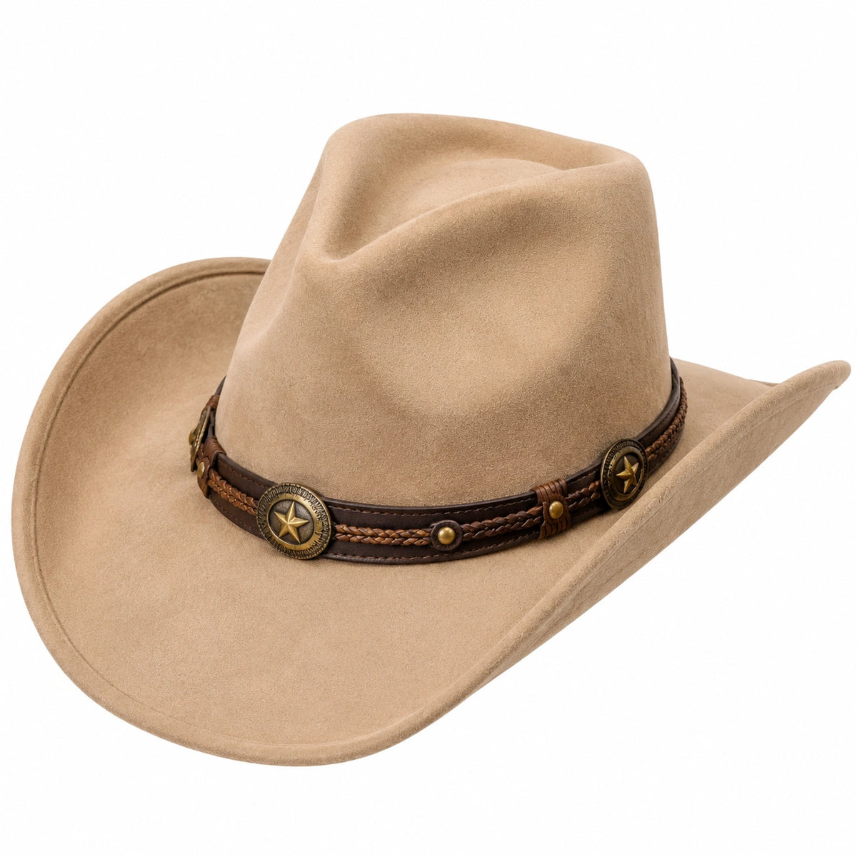 Sombrero cowboy talla única beige de tejido efecto ante con banda decorativa estilo western
