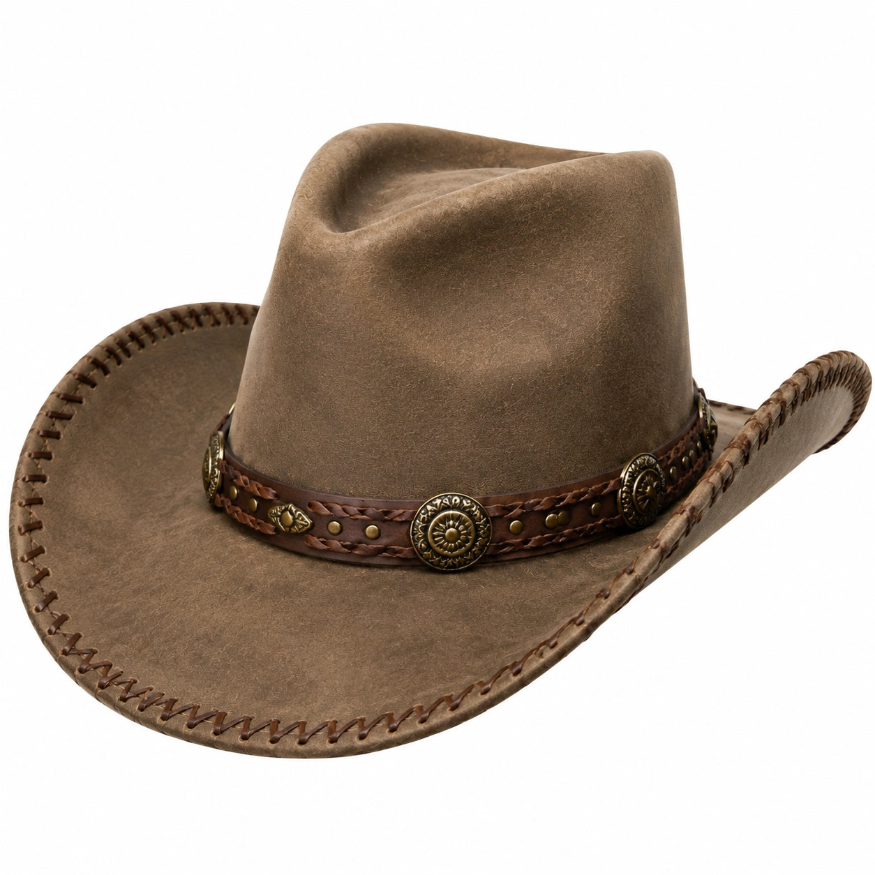 Sombrero vaquero talla única marrón de material sintético estilo western