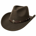 Sombrero vaquero talla única de fieltro marrón con banda trenzada estilo western