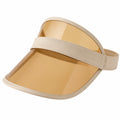 Visera unisex talla única con pantalla transparente ámbar y banda textil beige - diseño ajustable para exterior