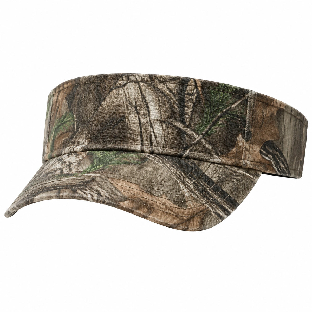Visera de talla única en tejido camuflaje marrón verde y negro para actividades al aire libre