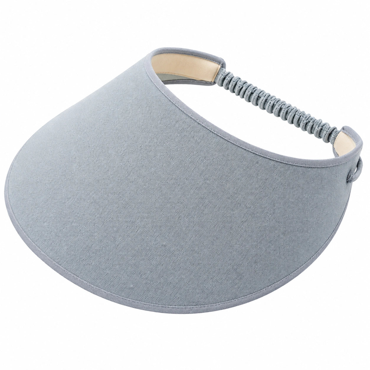 Visera unisex talla única de tejido gris azulado con banda elástica para protección solar